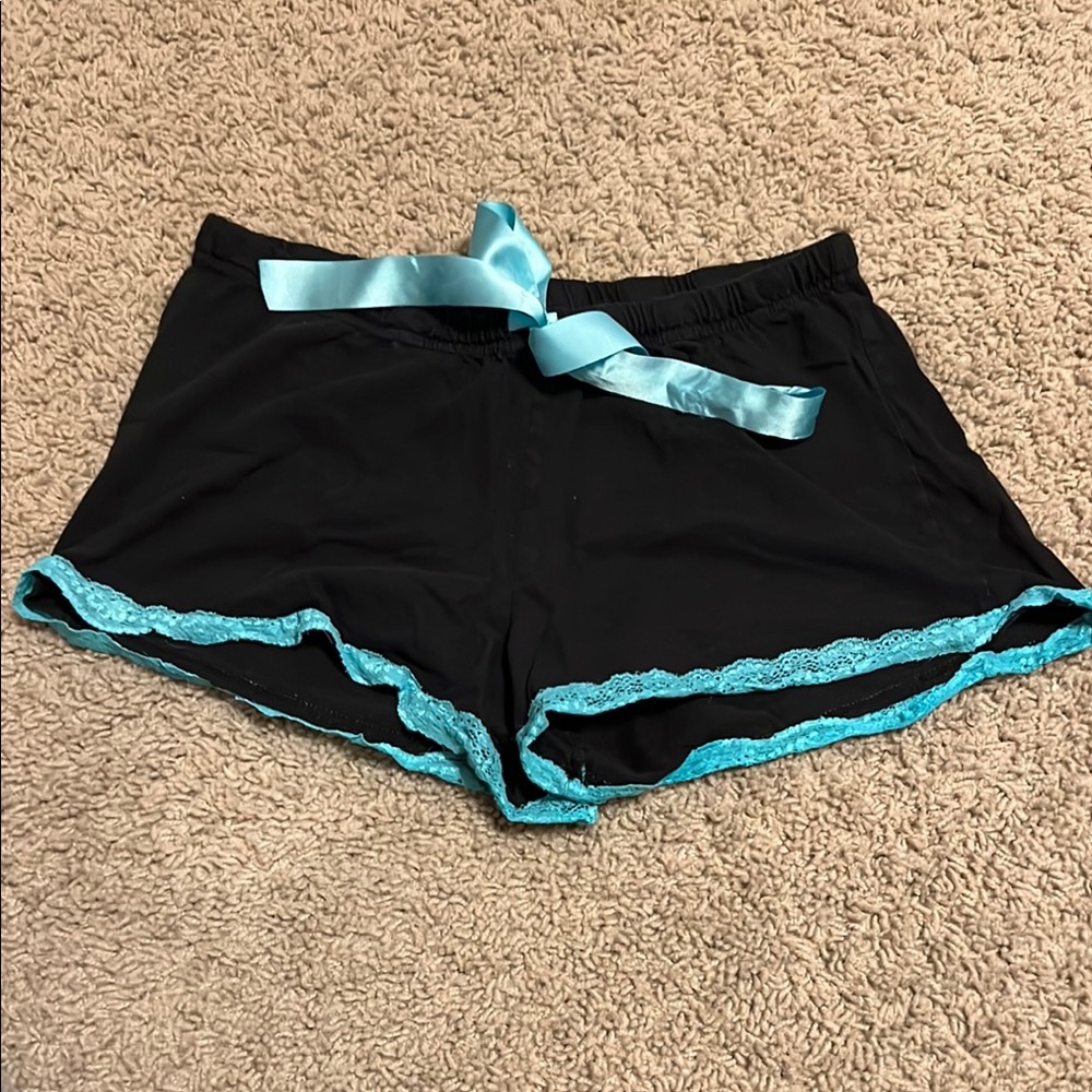 Black Shorts with Blue Trim and Bow